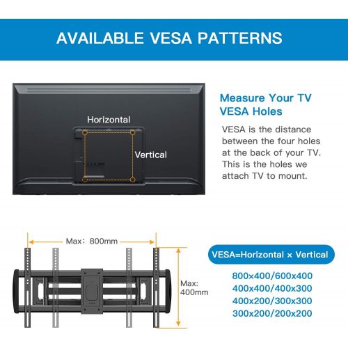  PERLESMITH TV Wall Mount Bracket Full Motion - Fits 16, 18 or 24 Studs - for Most 50-90 Inch LED LCD OLED 4K TVs up to 165lbs Max VESA 800x400mm, 23.62 Extension - PSXFK1