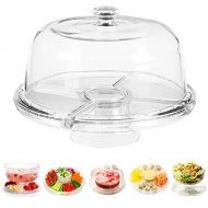 Cake Stand Multifunctional Serving Platter and Cake Plate With Dome - 6 Uses - Perlli