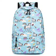 PERTUS Unicorn Backpack Girl School Bag Kid Bookbag Cute Lightweight Blue