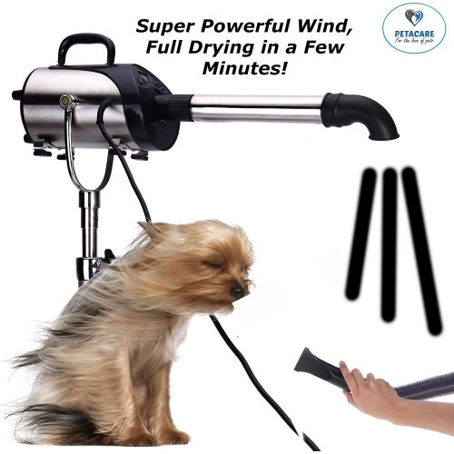  PETACARE Professional PET Stand Dryer with Smart LED Screen. Super Powerful Dog Grooming Blower, Not Vibrating and Never Get Rust, Suitable for Private and Business use, Whole Year