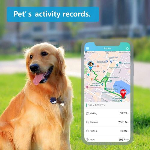  [아마존베스트]PetFon Pet GPS Tracker, No Monthly Fee, Real-Time Tracking Collar Device, APP Control for Dogs and Pets Activity Monitor(Only for Dog)