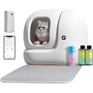 PETKIT Self Cleaning Cat Litter Box, PuraMax Cat Litter Box for Multiple Cats, App Control/xSecure/Odor Removal Automatic Cat Litter Box Includes Trash Bags and K3 Smart Air Purifier Spray