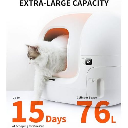  PETKIT Self Cleaning Cat Litter Box, PuraMax Cat Litter Box for Multiple Cats, App Control/xSecure/Odor Removal Automatic Cat Litter Box includes Trash Bags and K3 Smart Air Purifier Spray