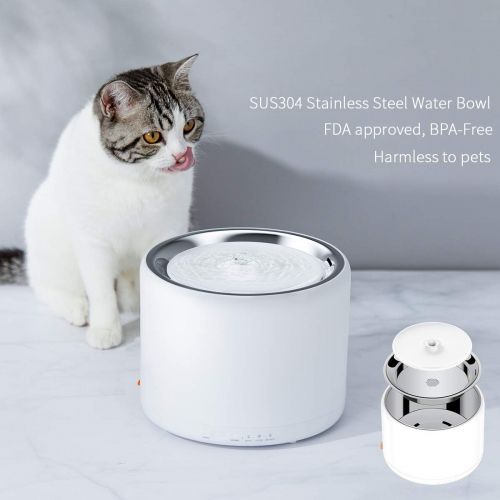  [아마존 핫딜] PETKIT Cat Water Fountain Stainless Steel, 1.35L/46oz Smart Pet Water Fountain Battery Operated with LED Light Indicator, Ultra-Quiet, Auto-Shut Off Pump, Dual Working Mode Cat Wat