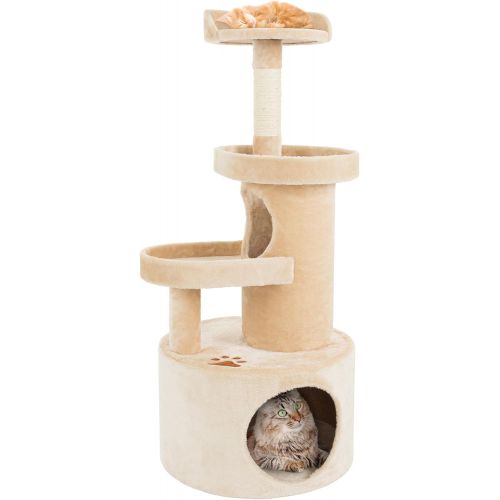  PETMAKER Cat Tree Condo with Tunnel 4 Tier with Scratching Post, 43, Tan