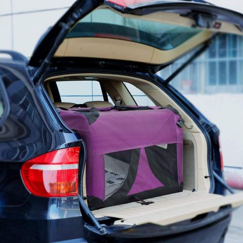  PETTOM Folding Soft Dog Crate Kennel 27 x 20 x 20in Travel Carrier for Pet Indoor Outdoor 2 Door Portable Collapsible Travel Carrier Padded Fleece Bedding Strong Steel Frame for Me