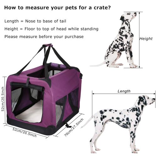  PETTOM Folding Soft Dog Crate Kennel 27 x 20 x 20in Travel Carrier for Pet Indoor Outdoor 2 Door Portable Collapsible Travel Carrier Padded Fleece Bedding Strong Steel Frame for Me