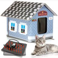 [아마존핫딜][아마존 핫딜] PETYELLA Heated Cat House with Electric Heat Mat and Plug in Timer - Keep Your Cats Warm & Dry