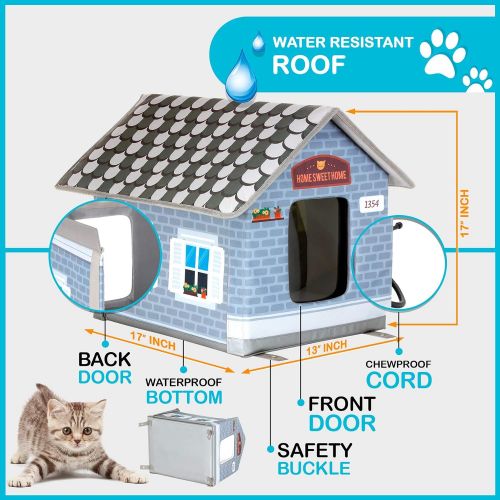  [아마존핫딜][아마존 핫딜] PETYELLA Heated Cat House with Electric Heat Mat and Plug in Timer - Keep Your Cats Warm & Dry