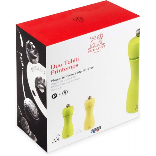  Peugeot Tahiti 2/33262Spring Salt and Pepper Mill Wooden Apple Green/strohgelb5.5x 5.5x 15cm