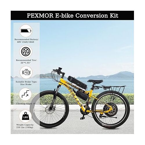  PEXMOR Electric Bike Conversion Kit, 48V 1000W /1500W 26