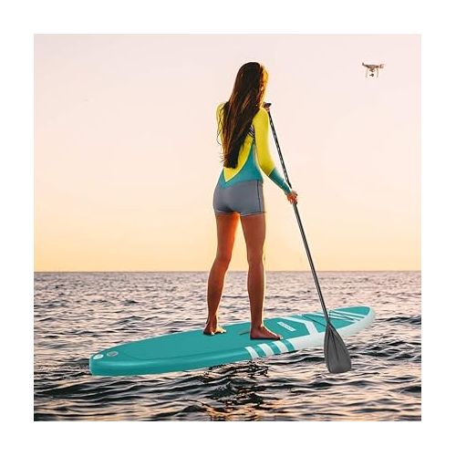  PEXMOR Inflatable Stand Up Paddle Boards for Fishing Yoga Paddle Boarding with SUP Accessories & Carrying Storage Bag Surf Control, Non-Slip Deck, Metal D Rings Youth & Adult 10.5' X 32