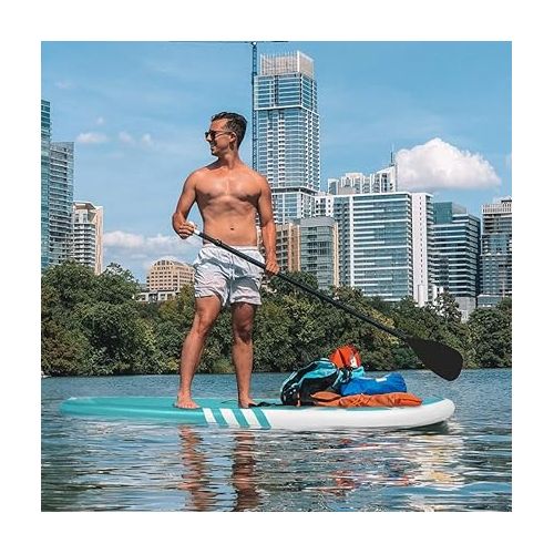  PEXMOR Inflatable Stand Up Paddle Boards for Fishing Yoga Paddle Boarding with SUP Accessories & Carrying Storage Bag Surf Control, Non-Slip Deck, Metal D Rings Youth & Adult 10.5' X 32