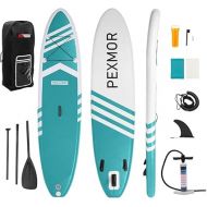 PEXMOR Inflatable Stand Up Paddle Board for Fishing Yoga Paddle Boarding with Premium SUP Accessories & Carry Bag, Surf Control, Non-Slip Deck | Youth & Adult Standing Boat 10'6