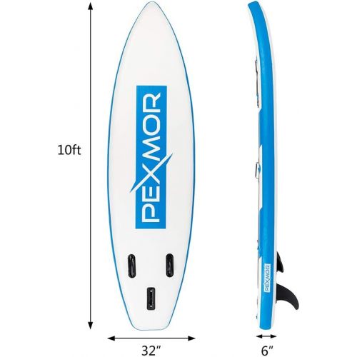  PEXMOR 11 Inflatable Stand Up Paddle Board (6 Inches Thick) with SUP Accessories & Carry Bag | Wide Stance, Bottom Fin for Paddling, Surf Control, Non-Slip Deck | Youth & Adult Sta