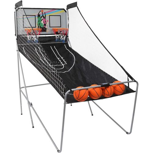  [아마존베스트]PEXMOR Foldable Basketball Arcade Game w/ 4 Balls, Dual Shot, 8 Game Options, Indoor Electronic Basketball Game for Kids, Adults