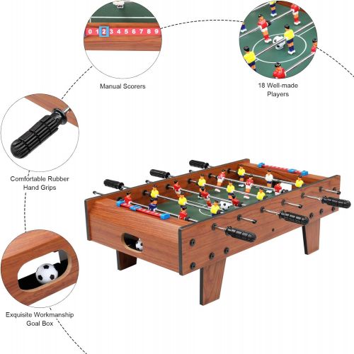  PEXMOR 27-Inch Tabletop Foosball Table with 2 Balls, 2 Manual Scorers, Mini Sized Wooden Soccer Game Table for Indoor, Outdoor