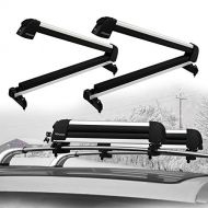 PEXMOR 2 PCS Aluminum Universal Car Ski Roof Racks, 31 Ski Snowboard Roof Carrier, Snowboard Car Carrier Lockable Ski Holder Mount for 4 Pairs Skis or 2 Snowboard Fit Most Vehicles