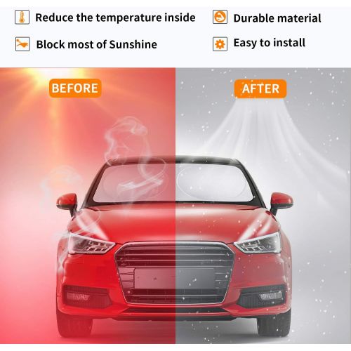  PEYOU Car Windshield Sun Shade + Bonus 2 PACK Car Side/Rear Window Sun Shade－Protect Your Car from Heat and Damage－Reflective Coating－Foldable Sunshade－Keep Your Car Cooler (Standa