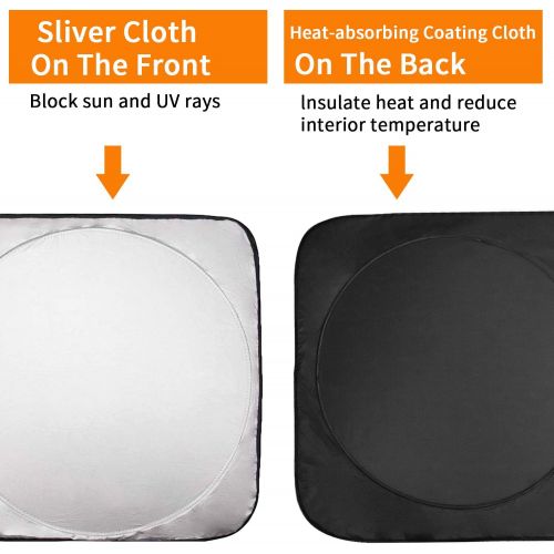  PEYOU Car Windshield Sun Shade + Bonus 2 PACK Car Side/Rear Window Sun Shade－Protect Your Car from Heat and Damage－Reflective Coating－Foldable Sunshade－Keep Your Car Cooler (Standa