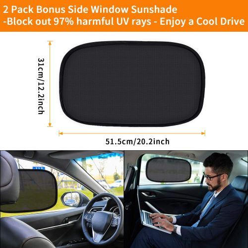  PEYOU Car Windshield Sun Shade + Bonus 2 PACK Car Side/Rear Window Sun Shade－Protect Your Car from Heat and Damage－Reflective Coating－Foldable Sunshade－Keep Your Car Cooler (Standa