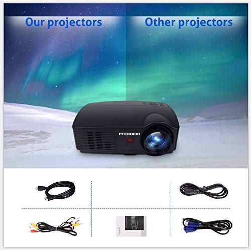  PFERDEKI Mini Projector 4500 Lumens Portable Business Projector Full HD Office Video Projector with 1080P Support, Compatible with HDMI, USB, VGA, AV, Laptop for PC Smartphone Comp