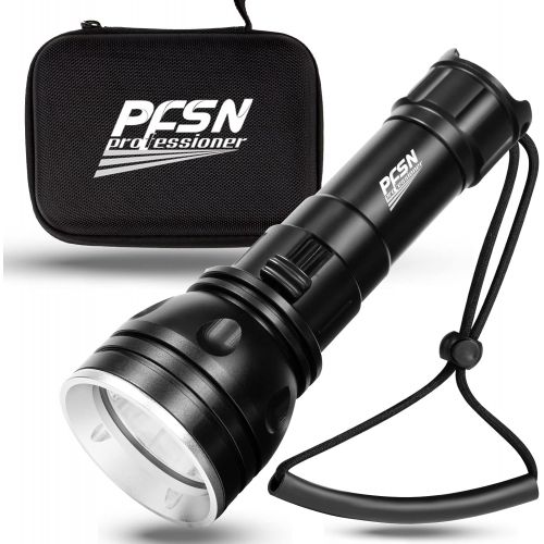  PFSN professioner Scuba Diving Lights, PFSN DF-3000 Professional Underwater Flashlight 150m Waterproof Dive Torch with Long Lasting Rechargeable Battery, Super Bright Light Great for Night Caving Ex