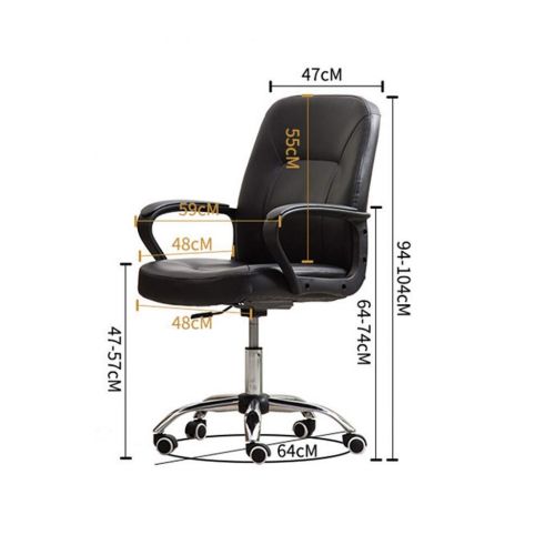  PGing Modern Ergonomic Mid-Back Leather Computer Executive Office Chair with Padded Armrests, Adjustable Seat Height (Color : White)-Black