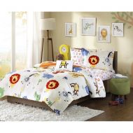 PH 6 Piece Boys Multi Animal Print Jungle Josh Comforter Twin With Sheet Set, Red Yellow Blue Green White Brown Monkeys Lions Elephants Crocodiles Zebra Kids Bedding Teen Bedroom Cont