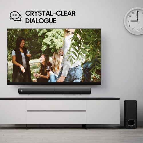  Sound Bar for TV, PHEANOO 2.1 CH Soundbar with Subwoofer, HDMI(ARC)/Bluetooth 5.0/Optical/AUX Connectivity ? D5, 200W