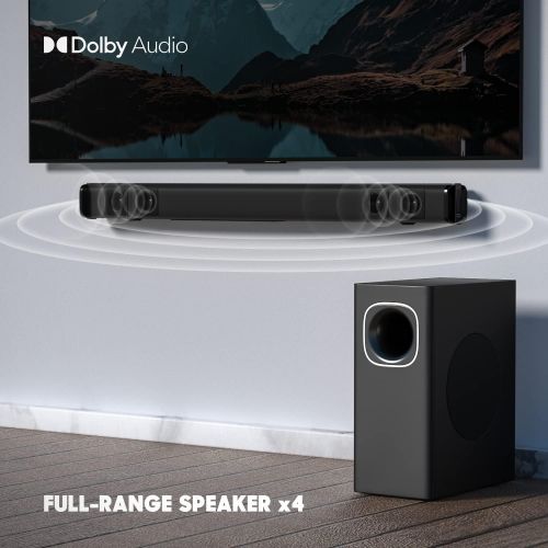  PHEANOO Sound Bar with 【Dolby】, 2.1 CH TV Soundbar with Subwoofer Works with 4K&HD TVs (D2, 200W)