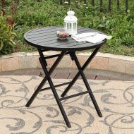 PHI VILLA Dia.28 Outdoor Patio Portable Round Folding Bistro,Dining Table with Aluminum Table Top and Metal Footing Frame