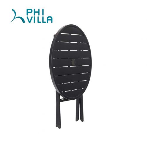  PHI VILLA Dia.28 Outdoor Patio Portable Round Folding Bistro,Dining Table with Aluminum Table Top and Metal Footing Frame