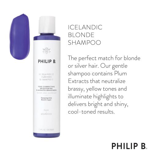  PHILIP B Icelandic Blonde Shampoo, Purple, Plum Extracts, 7.4 Fl Oz