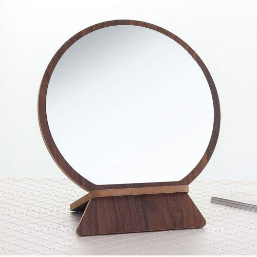  PHILLPS Wooden Mirror High List Desktop Mirror Round Simple Portable Vanity Mirror