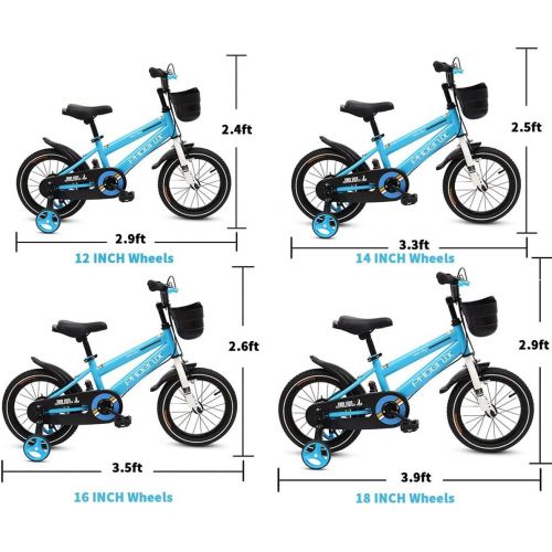  PHOENIX 14 16 18 inch Kids Bike with Training Wheels, Basket for Boys and Girls Toddler Bicycle for 3-9 Years Old