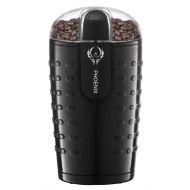 PHOENIX VITAL LIFE Phoenix Coffee Grinder with Brush , Oval Design with Stainless Steel Blade - B250 - 2.5oz (70 gm) capacity - Black