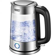 PHONECT Electric Kettle SpeedBoil Glass Kettle Electric, 1.7 Liter Tea Kettle One Touch Lid Open 1500W Hot Water Kettle with LED Light, Borosilicate Glass with Stainless Steel Accents, Aut