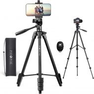 [아마존베스트]PHOPIK Lightweight Phone Tripod 55-Inch, Video Tripod with 360 Panorama and 1/4” Mounting Screw for Mirrorless/Gopro/DSLR Camera, Phone Holder for Smartphone, Max Load 6.6 Lbs, Car