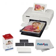 Canon SELPHY CP1300 Compact Photo Printer (White) + Canon KP-108IN Color Ink and Paper Set + Photo4Less Cleaning Cloth  Deluxe Printing Bundle
