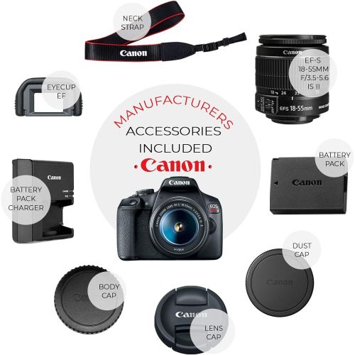  PHOTO4LESS Canon EOS Rebel T7 DSLR Camera + EF-S 18-55mm f/3.5-5.6 is II + EF 75-300mm f/4-5.6 III Lens + Canon EOS Shoulder Bag + 32GB Memory Card + 64GB Memory Card + 2x Tripod + Slave Flas