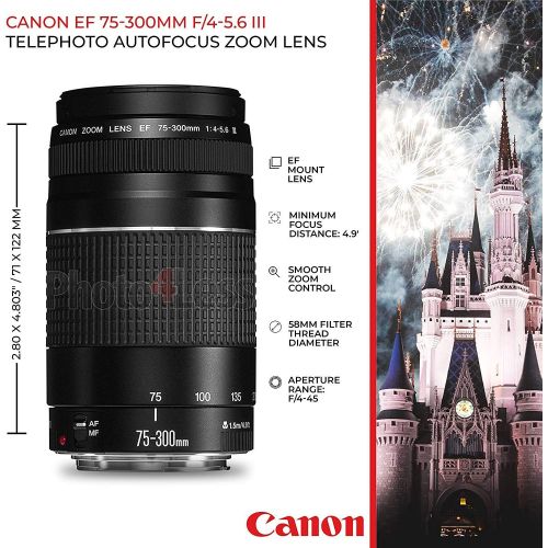  PHOTO4LESS Canon EOS Rebel T7 Digital SLR Camera + EF-S 18-55mm is II Lens + EF 75-300mm Lens + 500mm Telephoto Lens + Canon Bag + Filter Kit + 64GB Memory Card + Flash + Remote + Tripod - Pr