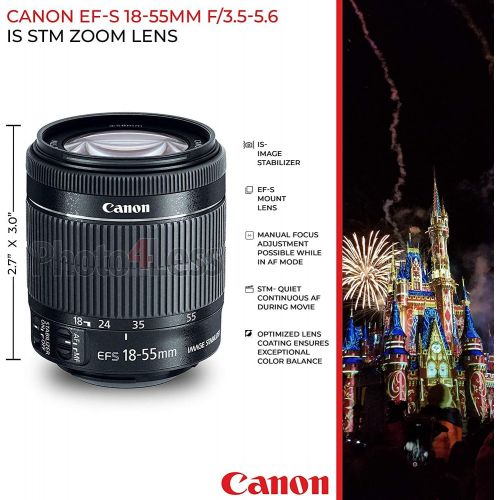  PHOTO4LESS Canon EOS Rebel T7 DSLR Camera + EF-S 18-55mm f/3.5-5.6 IS II + EF 75-300mm f/4-5.6 III Lens + Telephoto 500mm f/8.0 T-Mount Lens (Long) + 2x 64GB Memory Card + Canon EOS Bag + Can