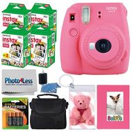 PHOTO4LESS Fujifilm instax Mini 9 Instant Film Camera (Flamingo Pink) + Fujifilm Instax Mini Instant Film (80 Shots) + Selfie Album + Compact Case + Photo Keychain + 4 AA Batteries ? Valued A