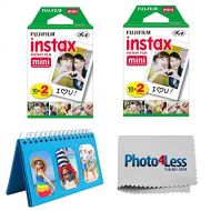 PHOTO4LESS Fujifilm Instax Mini Instant Film 2X (40 Sheets) + Album for Fuji Instax Photos ? Instant Film Accessory Bundle
