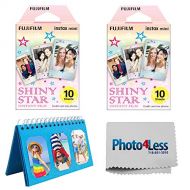 PHOTO4LESS Fujifilm Instax Mini Shiny Star Instant Film X2 (20 Sheets) + Album for Fuji Instax Photos - Instant Film Bundle