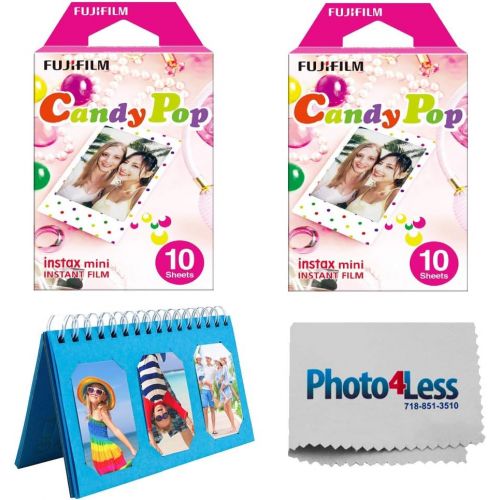  PHOTO4LESS Fujifilm Instax Mini Candy Pop Instant Film X2 (20 Sheets) + Album for Fuji Instax Photos - Instant Film Bundle