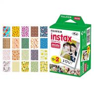 PHOTO4LESS Fujifilm instax Mini Instant Film (20 Exposures) + 20 Sticker Frames for Fuji Instax Prints (Nature)