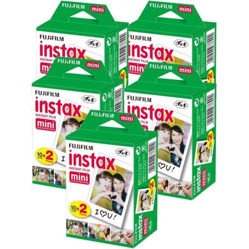  PHOTO4LESS 5X Fujifilm instax Mini Instant Film (100 Exposures) + 20 Sticker Frames for Fuji Instax Prints Travel Package