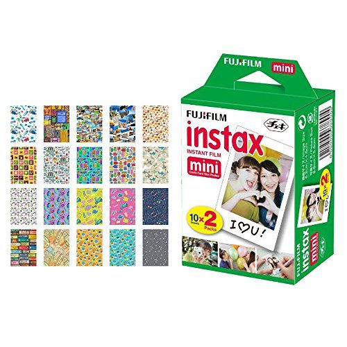  PHOTO4LESS Fujifilm instax Mini Instant Film (20 Exposures) + 20 Sticker Frames for Fuji Instax Prints Travel Package